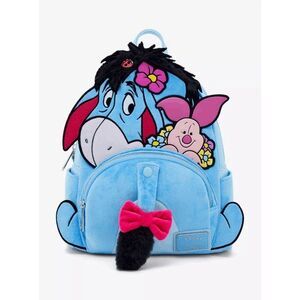 Loungefly Disney Winnie the Pooh Eeyore & Piglet Velvet Mini Backpack